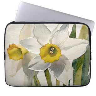 Modern Iris Watercolor Flowers Laptop Sleeve