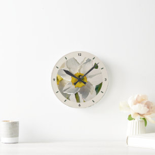 Modern Iris Watercolor Flowers Round Clock