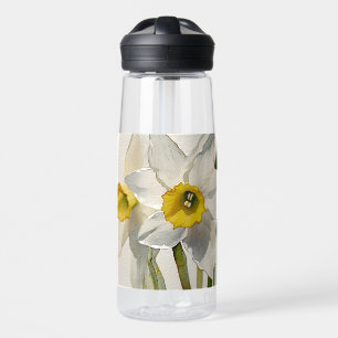 Modern Iris Watercolor Flowers Water Bottle