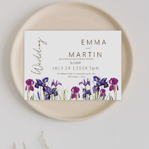 Modern Iris Wedding  Elegant Flower Wedding  Invitation