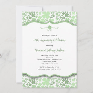 Modern Irish Anniversary Party Invite with clovers