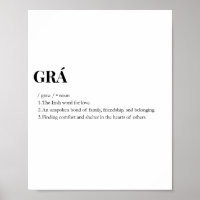 Modern Irish Grá Love Meaning Print