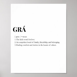 Modern Irish Grá Love Meaning Print