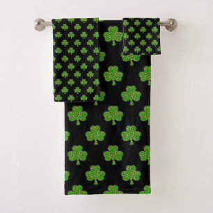 Modern Irish Shamrock Bath Towel Set