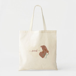 Modern Islamic Abstract Minimal Monogram Name Tote Bag