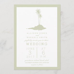 Modern Island Beach Wedding Invitation - Green