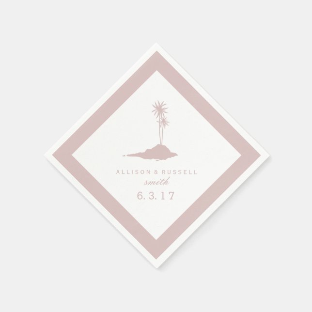 Modern Island Beach Wedding Napkins - Blush (Corner)