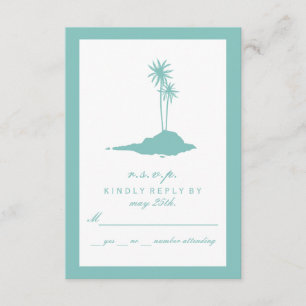 Modern Island Beach Wedding RSVP - Teal Card