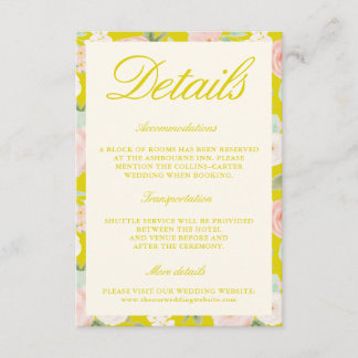 Modern Island Citrus Vintage Ivory Floral Wedding Enclosure Card