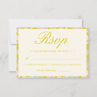 Modern Island Citrus Vintage Ivory Floral Wedding RSVP Card