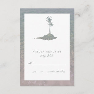 Modern Island Water Beach Wedding RSVP Card