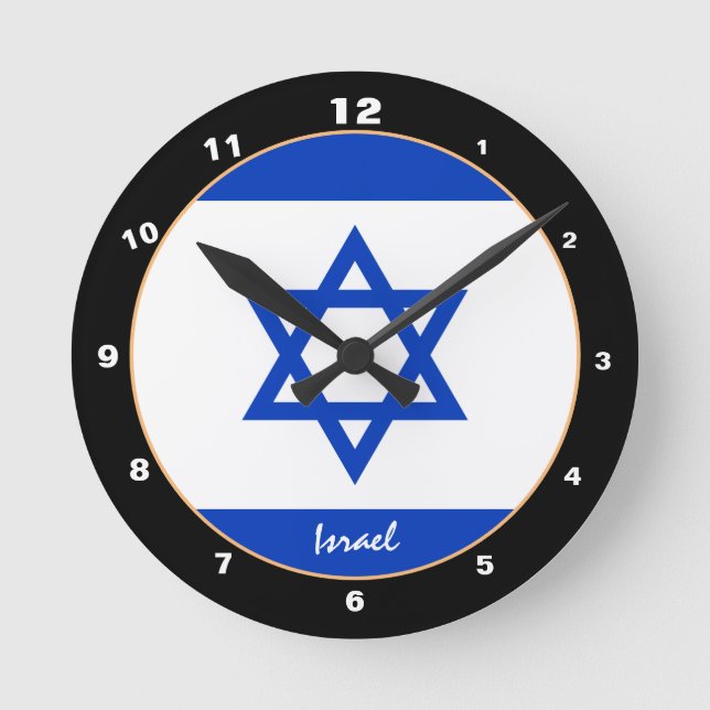 Modern Israel Flag, Israel Home / design Round Clock (Front)