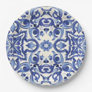 Modern Italian Blue  La Dolce vita Paper Plate
