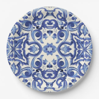 Modern Italian Blue La Dolce vita Paper Plate