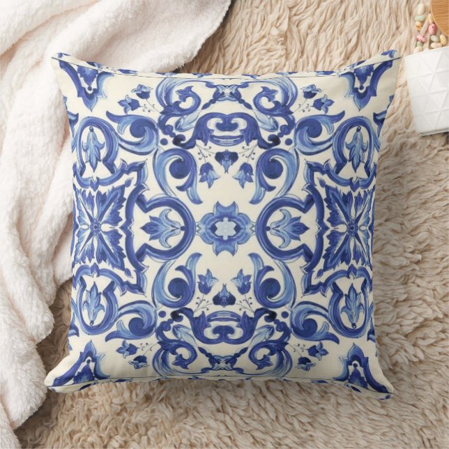 Modern Italian blue La Dolce vita Throw Pillow (Blanket)