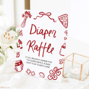 Modern Italian Ciao Baby Baby Shower Diaper Raffle Pedestal Sign
