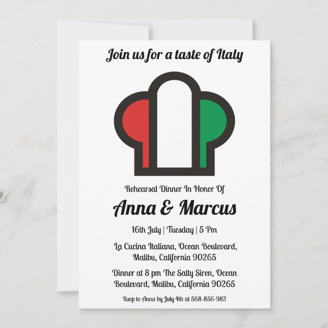 Modern italian dinner invitation (Front)