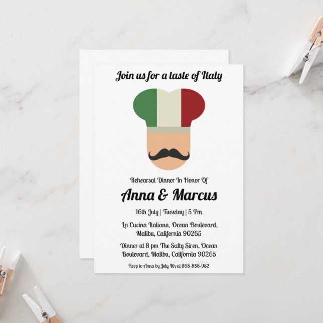 Modern italian dinner invitation (Front/Back In Situ)