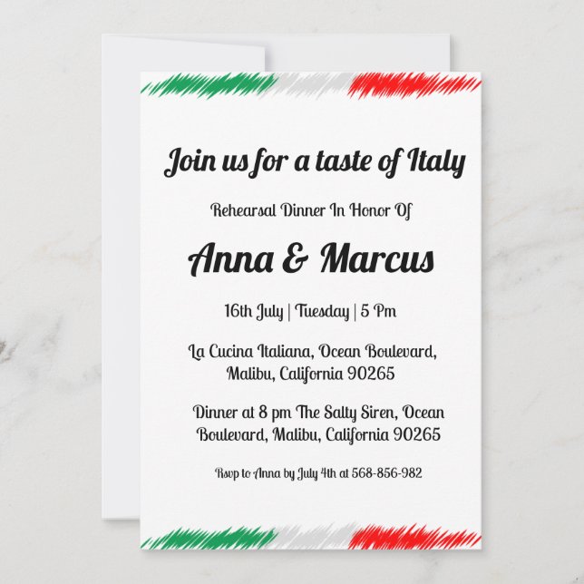 Modern italian dinner invitation (Front)