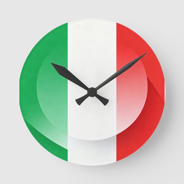 Modern Italian Flag Wall Clock (Front)