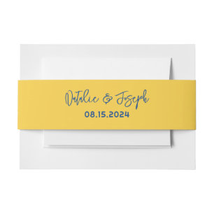 Modern Italian Handwritten Whimsical Retro Wedding Invitation Belly Band
