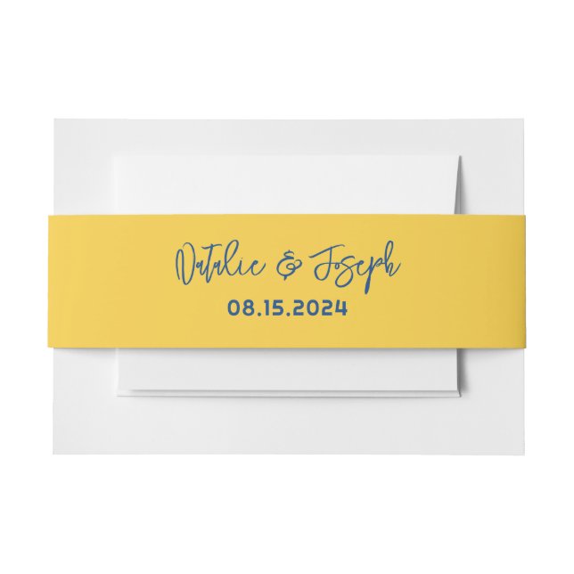 Modern Italian Handwritten Whimsical Retro Wedding Invitation Belly Band (Front Example)