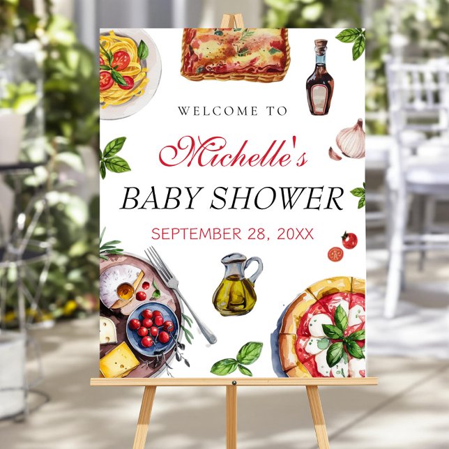 Modern italian italy food baby shower welcome sign (Creator Uploaded)