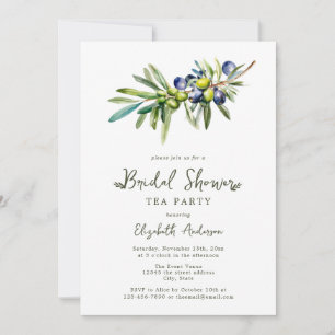 Modern Italian Olive Branch Wedding Bridal Shower Invitation
