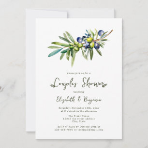 Modern Italian Olive Branch Wedding Couples Shower Invitation