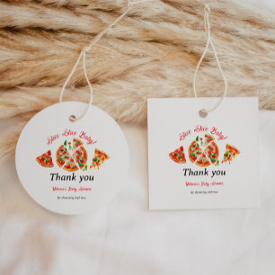 Modern Italian Pizza Party Slice Slice Baby Shower Favour Tags