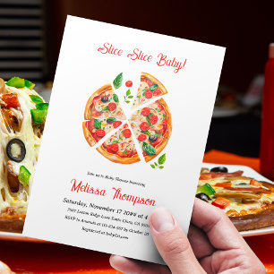 Modern Italian Pizza Party Slice Slice Baby Shower Invitation