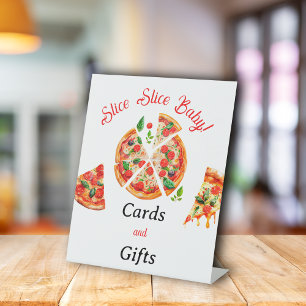 Modern Italian Pizza Party Slice Slice Baby Shower Pedestal Sign