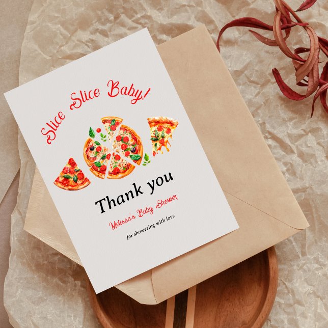 Modern Italian Pizza Party Slice Slice Baby Shower Thank You Card (Creator Uploaded)