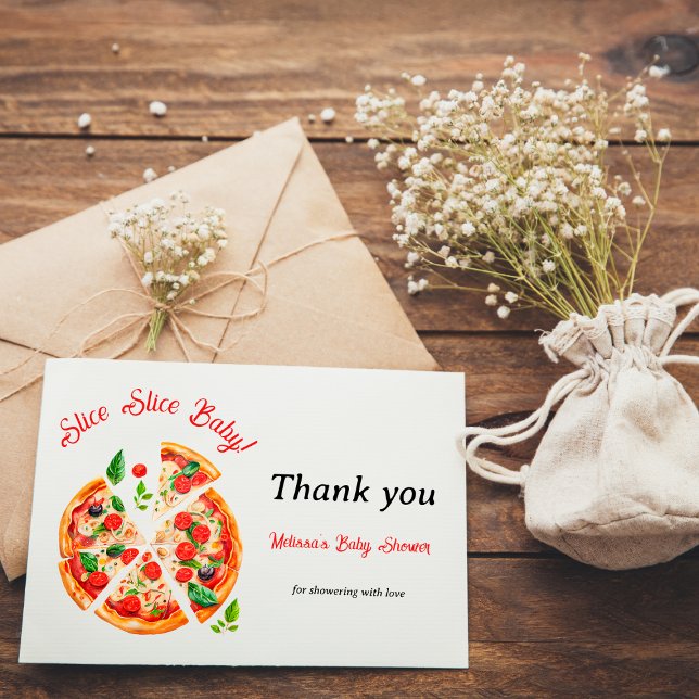 Modern Italian Pizza Party Slice Slice Baby Shower Thank You Card (Creator Uploaded)