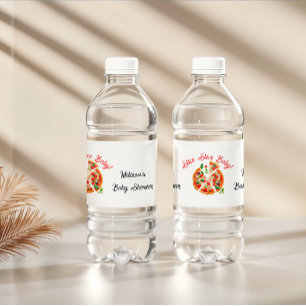 Modern Italian Pizza Party Slice Slice Baby Shower Water Bottle Label