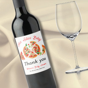 Modern Italian Pizza Party Slice Slice Baby Shower Wine Label