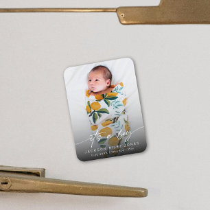 Modern It's a Boy Baby Newborn Photo Script Magnet