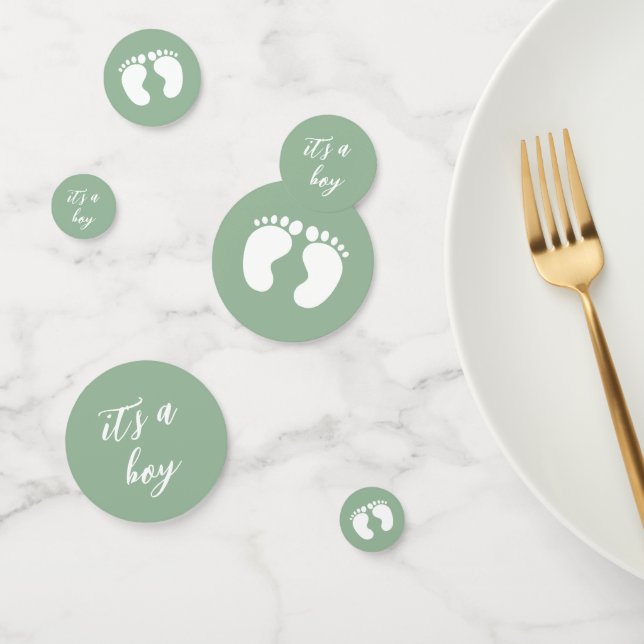 Modern Its a boy baby shower green gender neutral Confetti (Group)