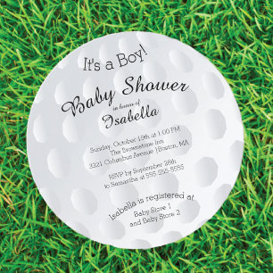 Modern It's A Boy Golf Ball Baby Shower Invitation