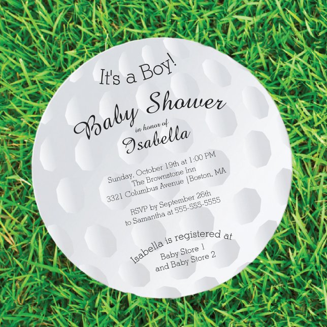 Modern It's A Boy Golf Ball Baby Shower Invitation (Creator Uploaded)