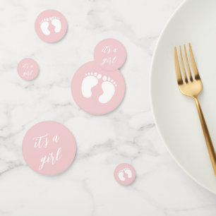 Modern Its a girl baby shower cute dusty pink Confetti