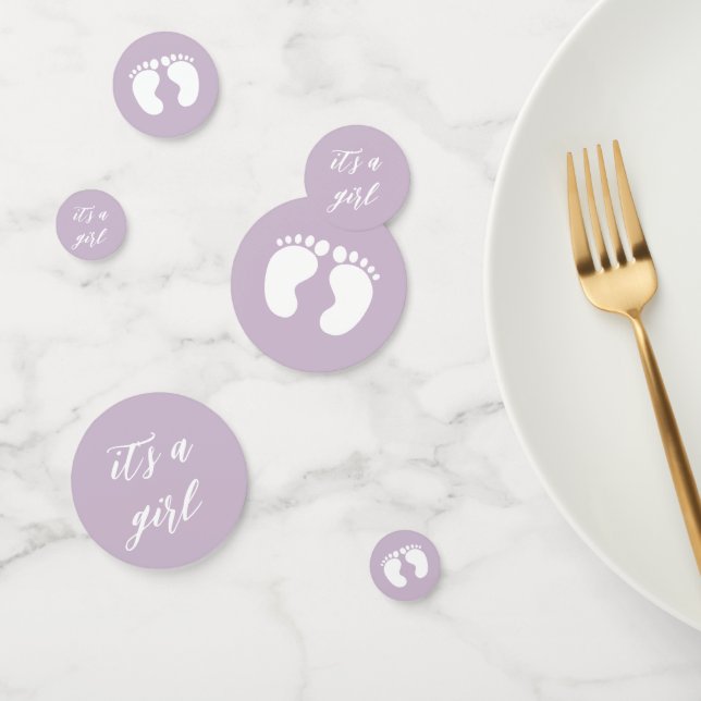 Modern Its a girl baby shower cute purple Confetti (Group)