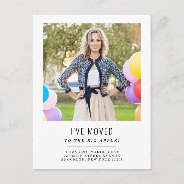 Modern I've Moved Change of Address Photo Moving Announcement Postcard (Front)