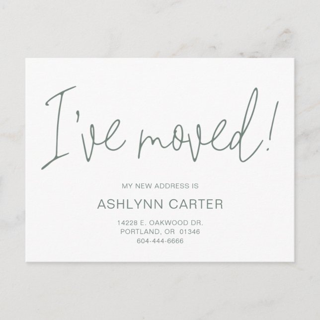 Modern I've Moved New Home Announcement Postcard (Front)