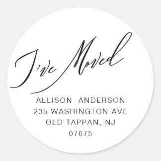 Modern I've Moved Return Address Classic Round Sti Classic Round Sticker