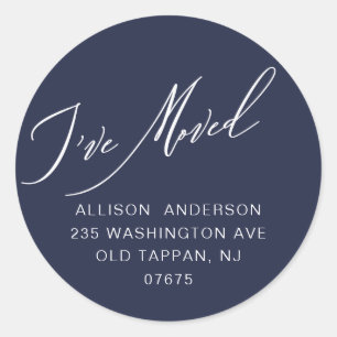 Modern I've Moved Return Address Classic Round Sticker