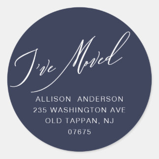 Modern I've Moved Return Address Classic Round Sticker