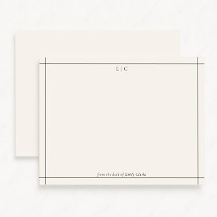 Modern ivory and black monogram stationery note ca invitation