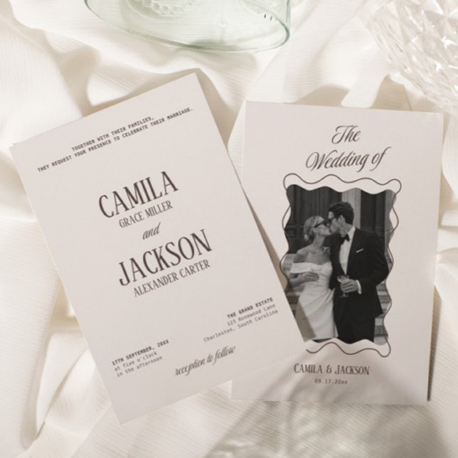 Modern Ivory and Brown Wedding  Invitation (Creator Uploaded)