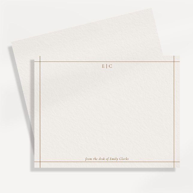 Modern ivory and chestnut brown monogram note card (Creator Uploaded)